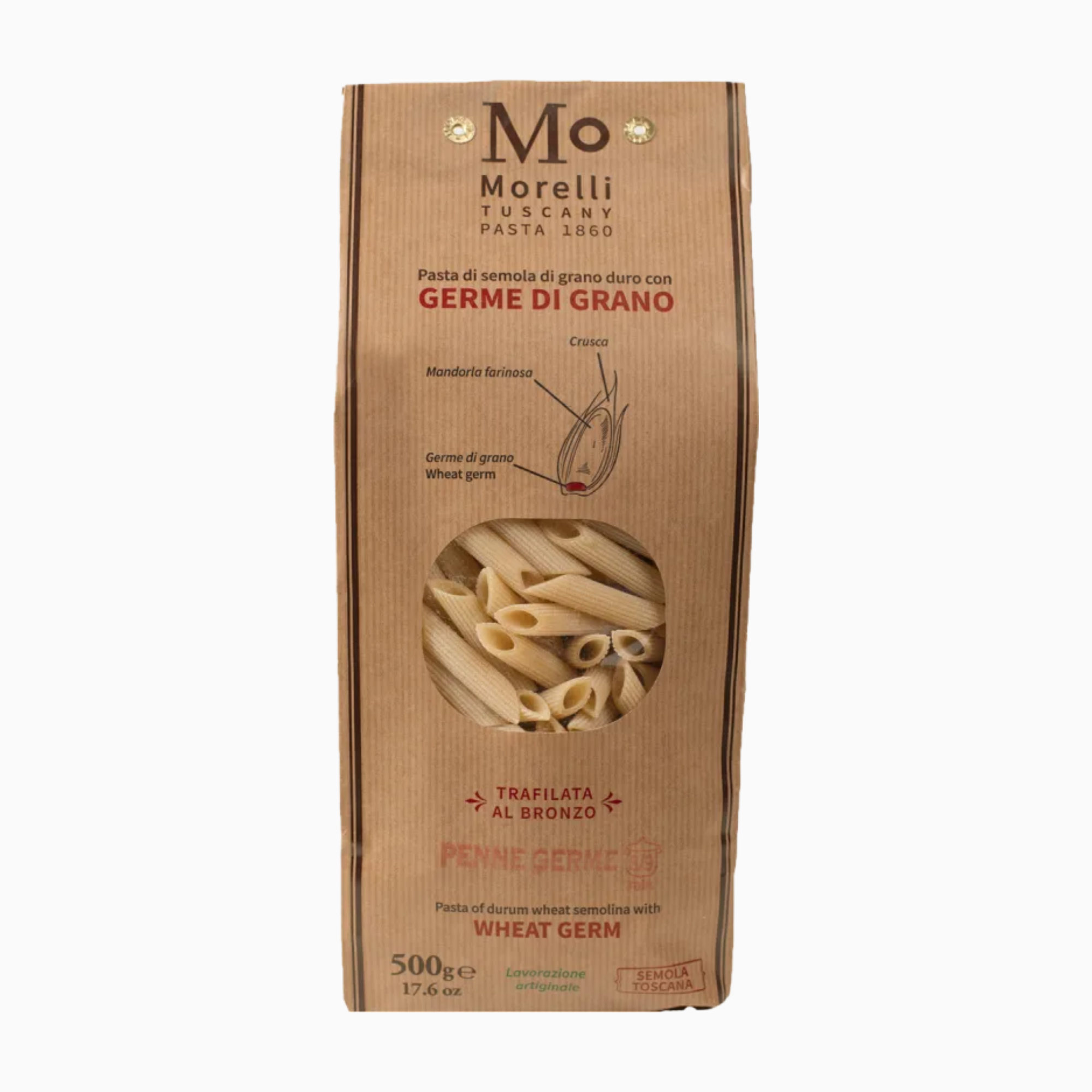 Penne mit Weizenkeimen – Handgemachte toskanische Pasta - 500 gr