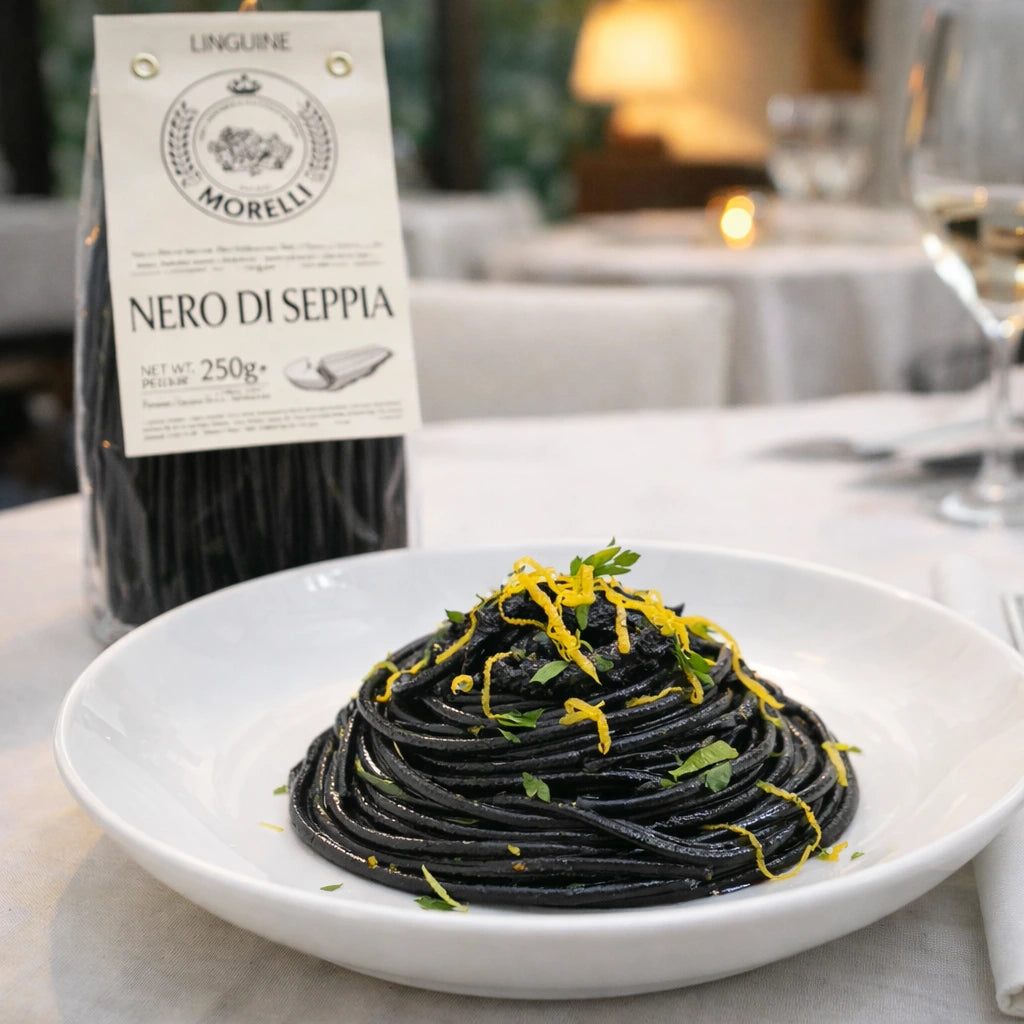 Linguine al nero di seppia con germe di grano – 250 gr
