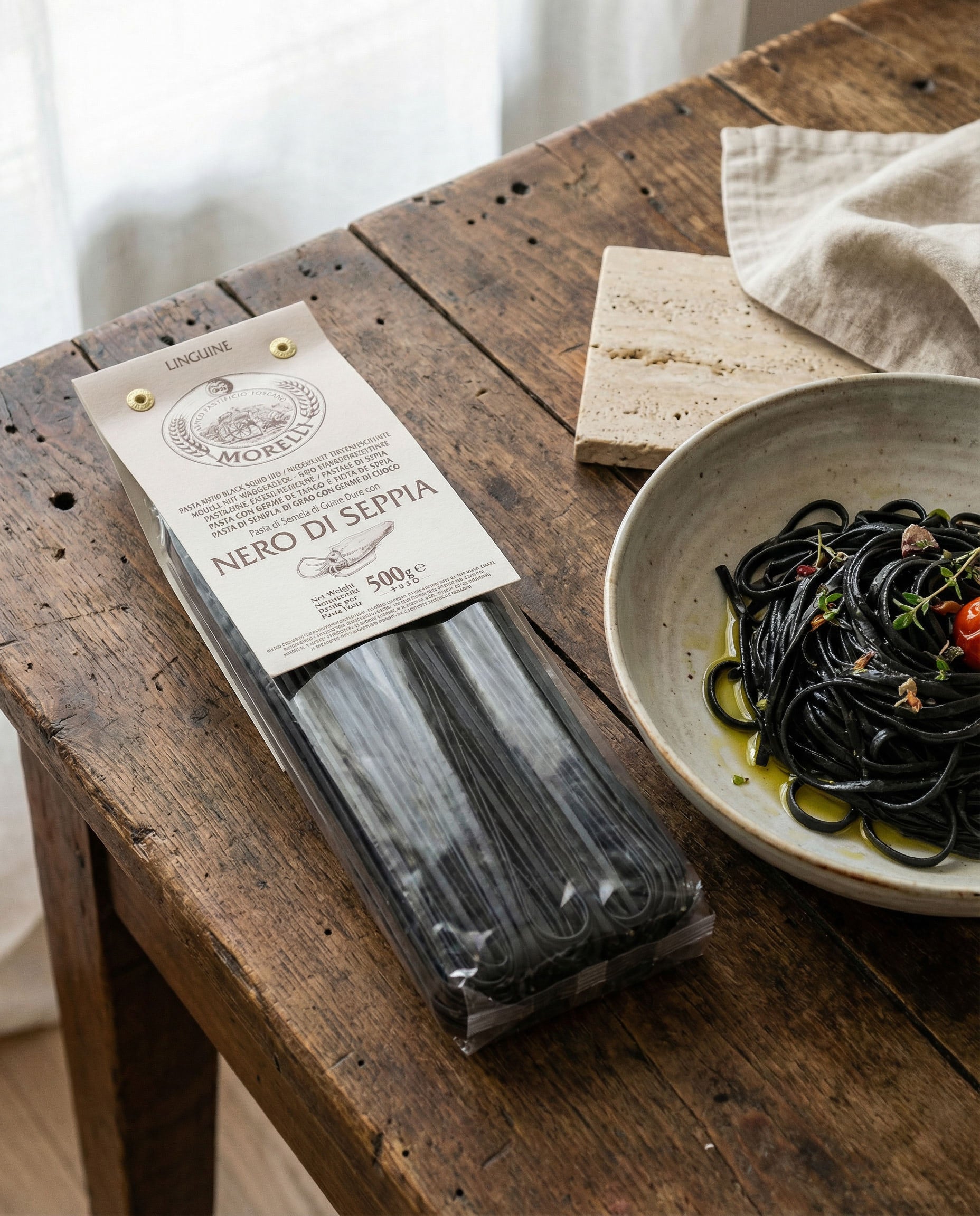 Linguine al nero di seppia – Pasta mit Weizenkeimen, 250 g