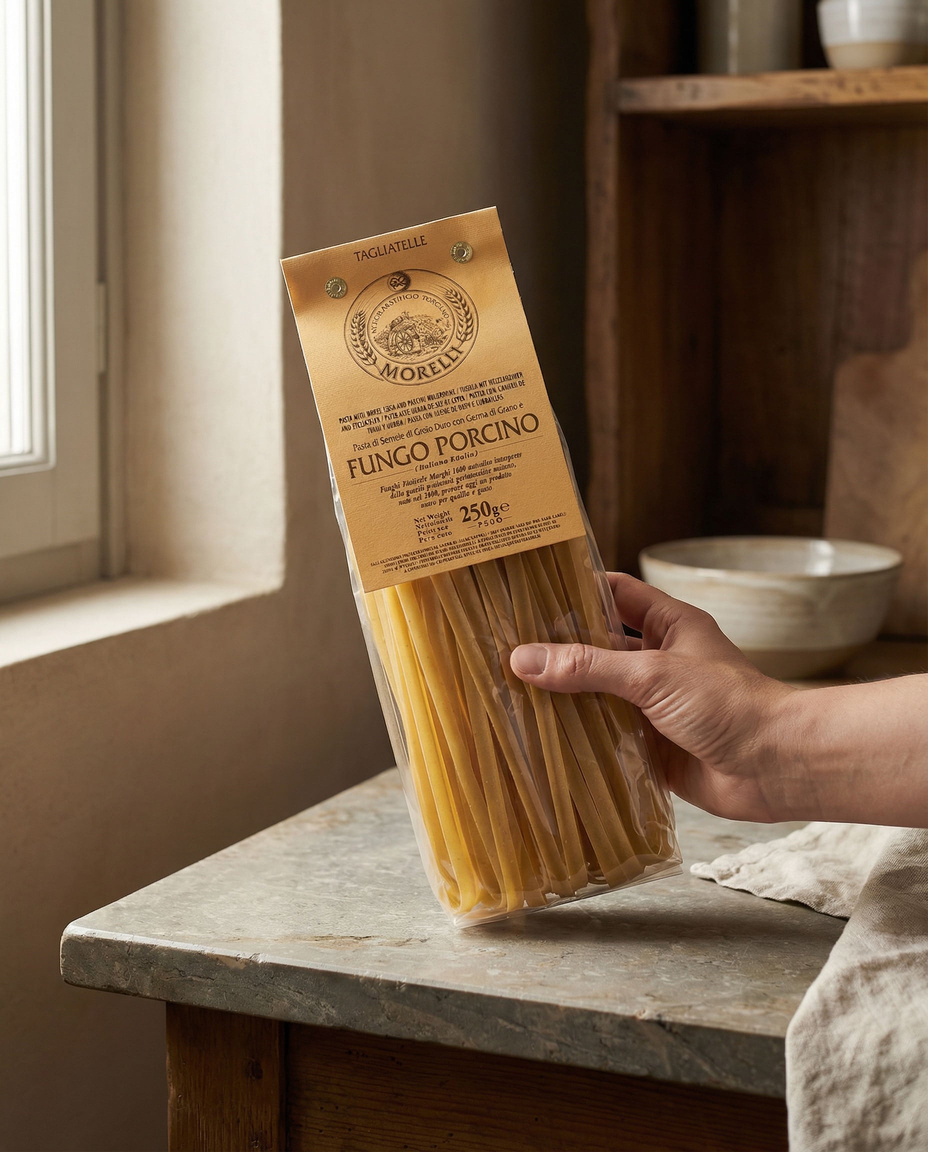 Tagliatelle ai funghi porcini – Pasta mit Weizenkeimen, Pastificio Morelli, 250 g