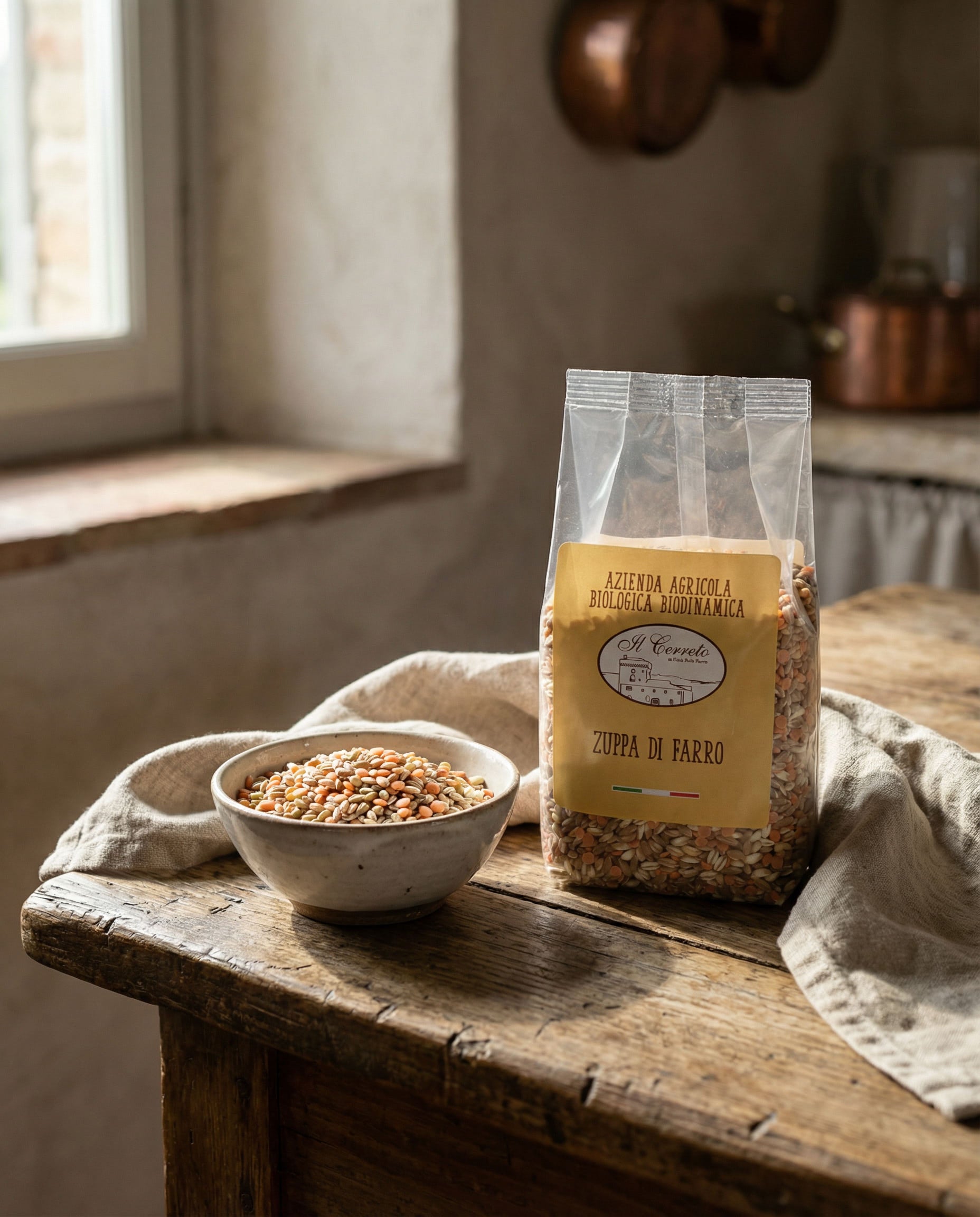 Bio-Suppe mit Perlfarro und Roten Linsen – Il Cerreto, 400 g