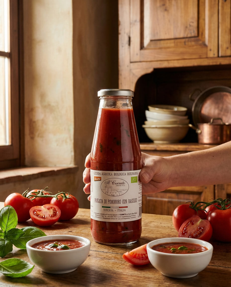 Bio-Tomatenpassata mit Basilikum – Cerreto, 690 g
