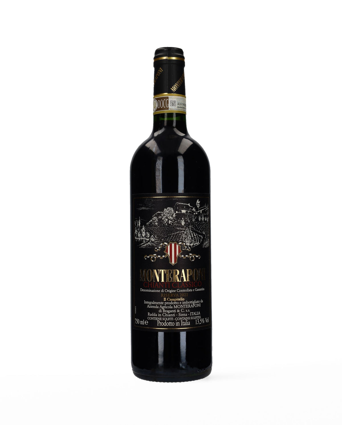 Bottiglia di Il Campitello Chianti Classico Riserva 2021, Monteraponi – Chianti Classico Riserva DOCG, vino rosso toscano