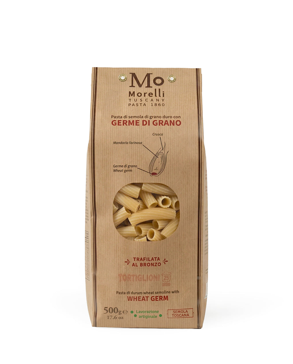 Tortiglioni – Pasta mit Weizenkeimen, Pastificio Morelli, 500 g