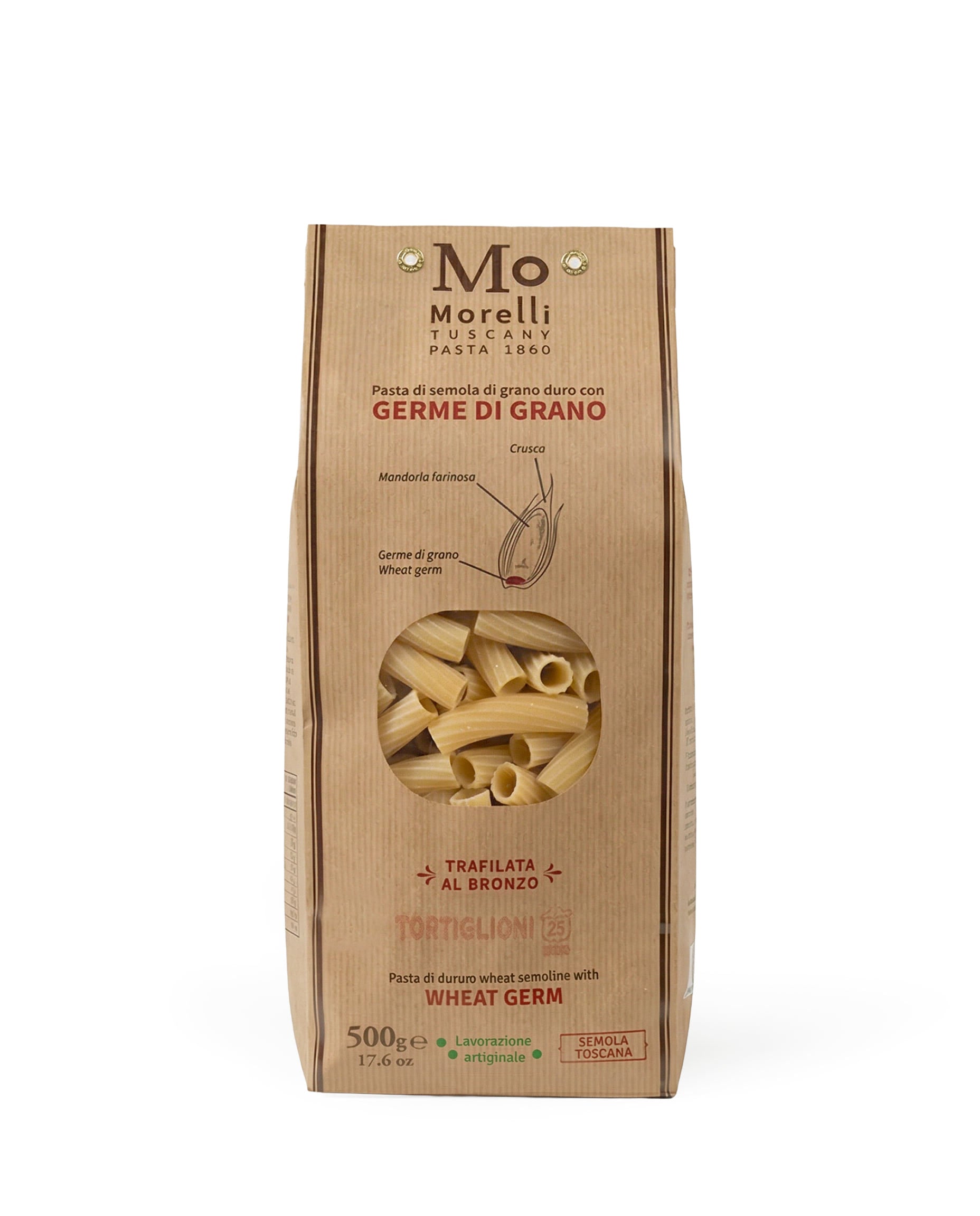 Tortiglioni – Pasta mit Weizenkeimen, Pastificio Morelli, 500 g