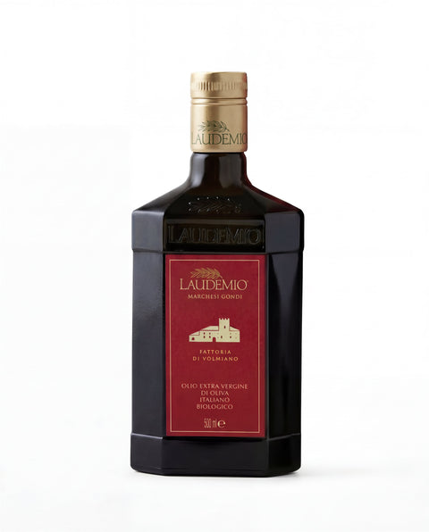 Laudemio – Olio extravergine di oliva biologico, Fattoria di Volmiano – foto del prodotto su sfondo chiaro