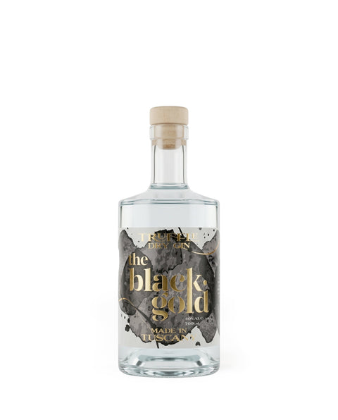 The Black Gold Gin al tartufo – foto del prodotto su sfondo chiaro, specialità toscana di Toscana Bella