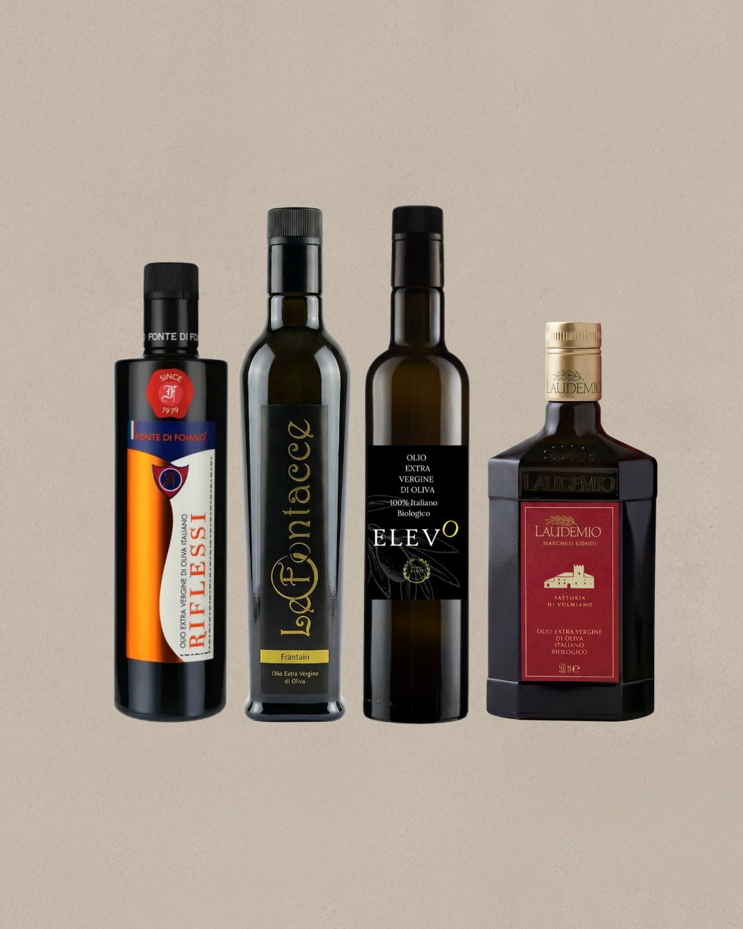 La migliore box di olio d'oliva – foto del prodotto su sfondo chiaro, specialità toscana di Toscana Bella